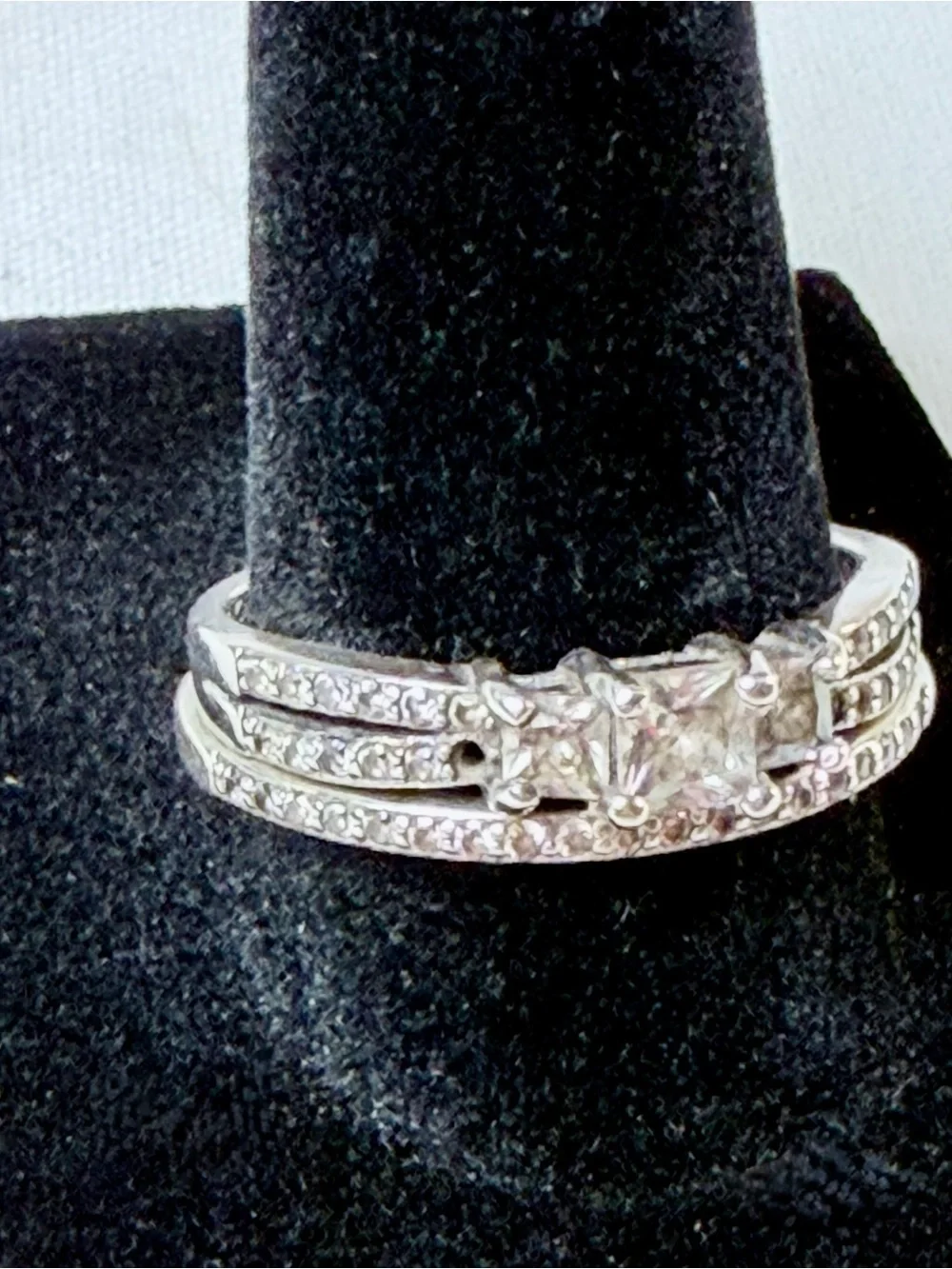 925 Sterling Silver Bridal Wedding Ring Set Size 9.5